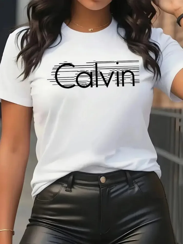 Quality Streetwear Brand - Calvin Dames T-shirt Vrijetijdsmode Katoenen T-shirts