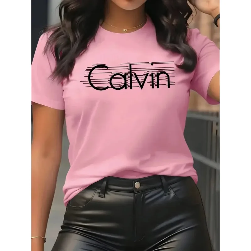 Quality Streetwear Brand - Calvin Dames T-shirt Vrijetijdsmode Korte mouw